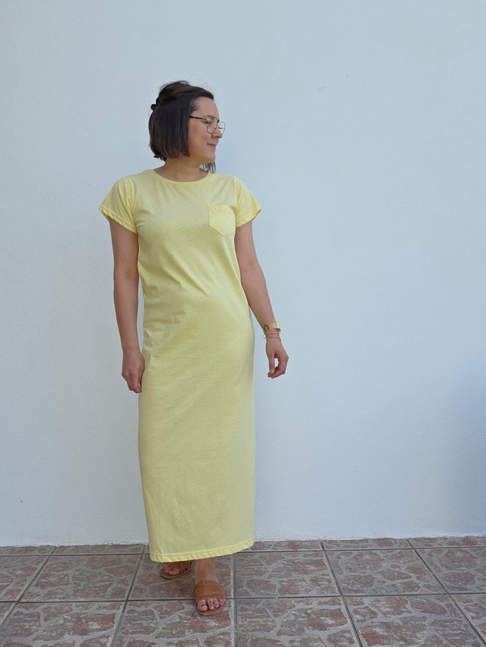 Robe tee-shirt longue jaune