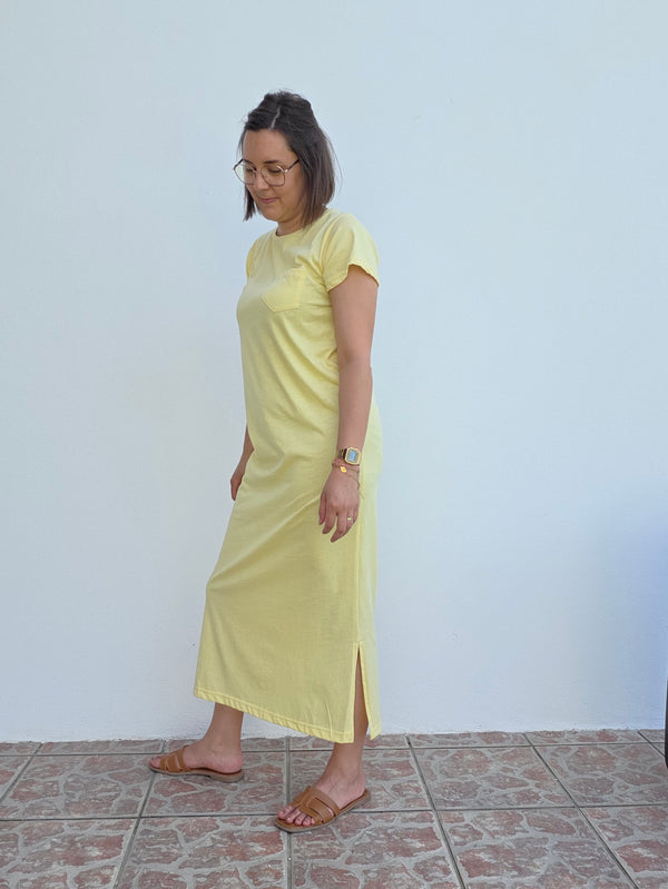 Robe tee-shirt longue jaune