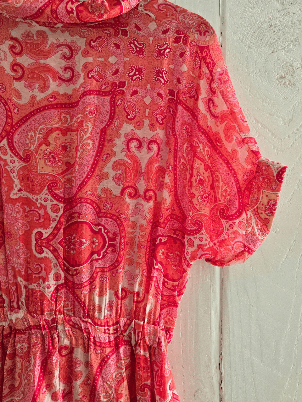 Robe fluide été imprimé cachemire fuchsia