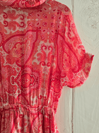 Robe fluide été imprimé cachemire fuchsia