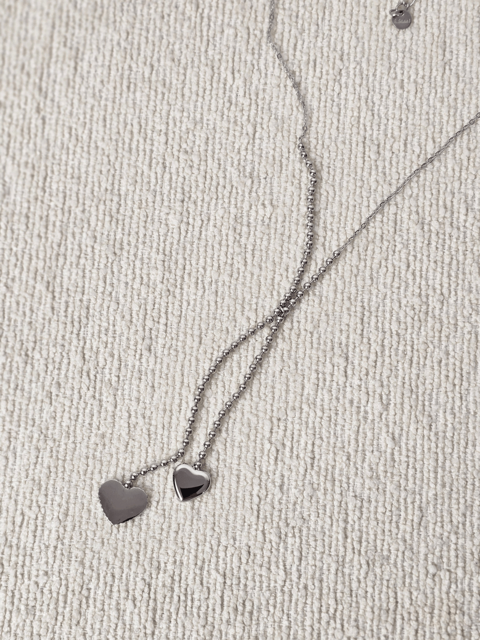 Collier double cœur femme acier inoxydable – Bijou doré ou argenté