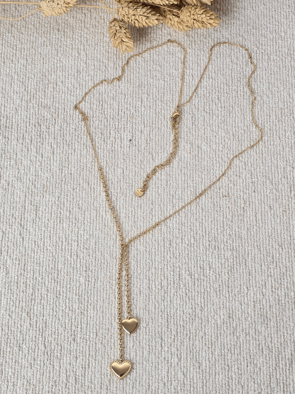 Collier double cœur femme acier inoxydable – Bijou doré ou argenté