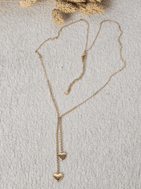 Collier double cœur femme acier inoxydable – Bijou doré ou argenté