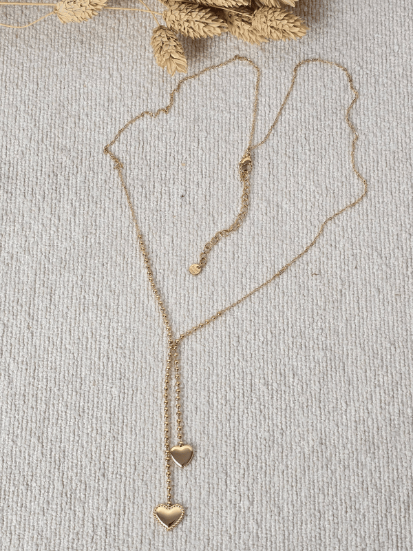 Collier double cœur femme acier inoxydable – Bijou doré ou argenté