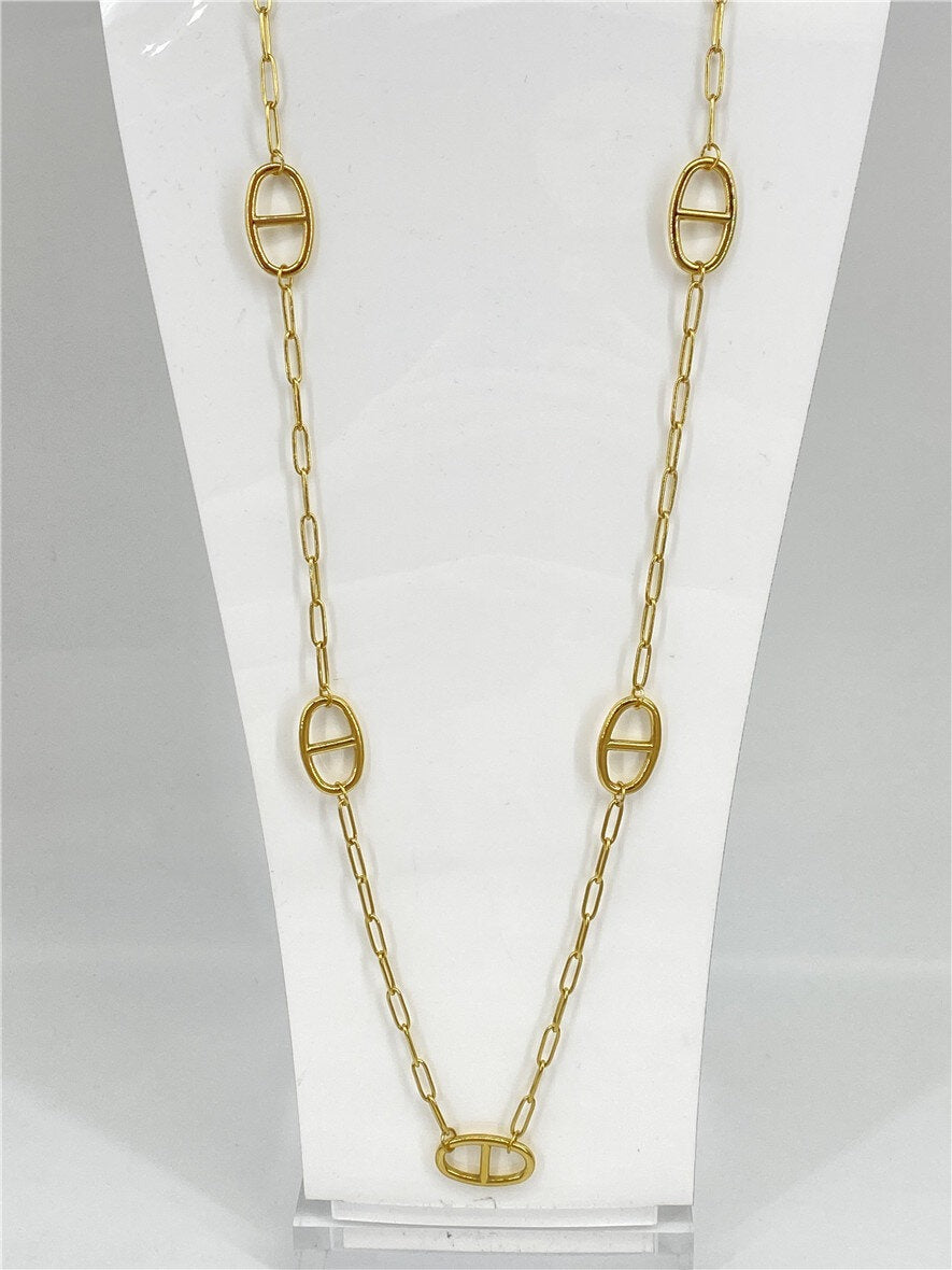 Collier sautoir grain de café doré
