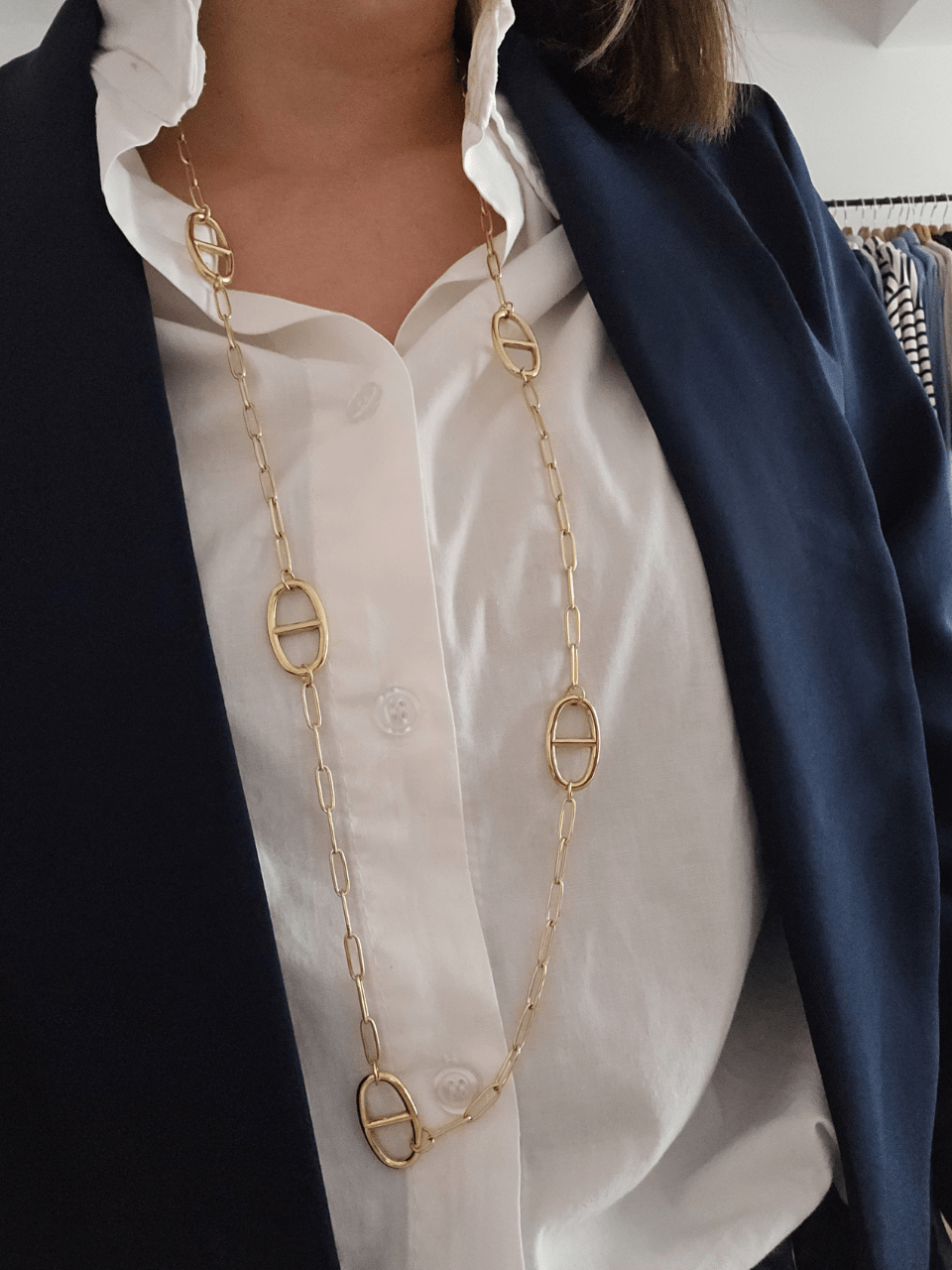 Collier sautoir grain de café doré