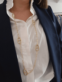 Collier sautoir grain de café doré