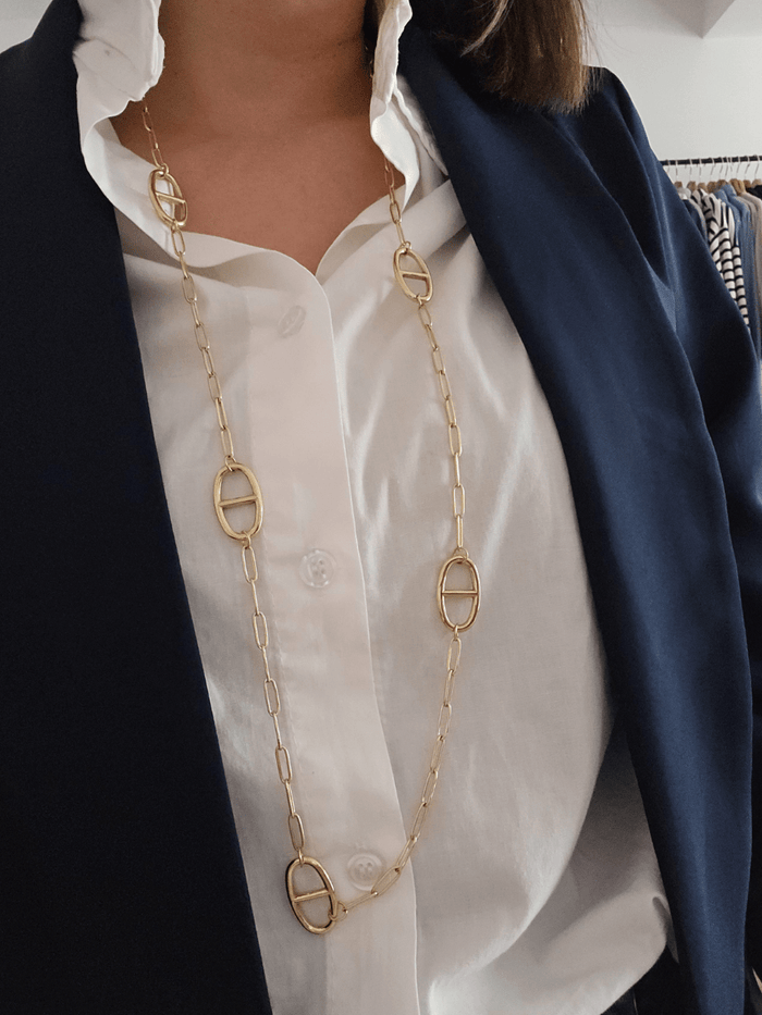 Collier sautoir grain de café doré