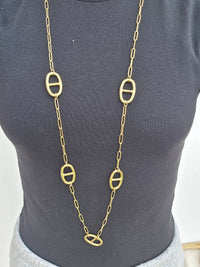 sautoir maille marine doré