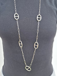 sautoir maille marine argenté 
