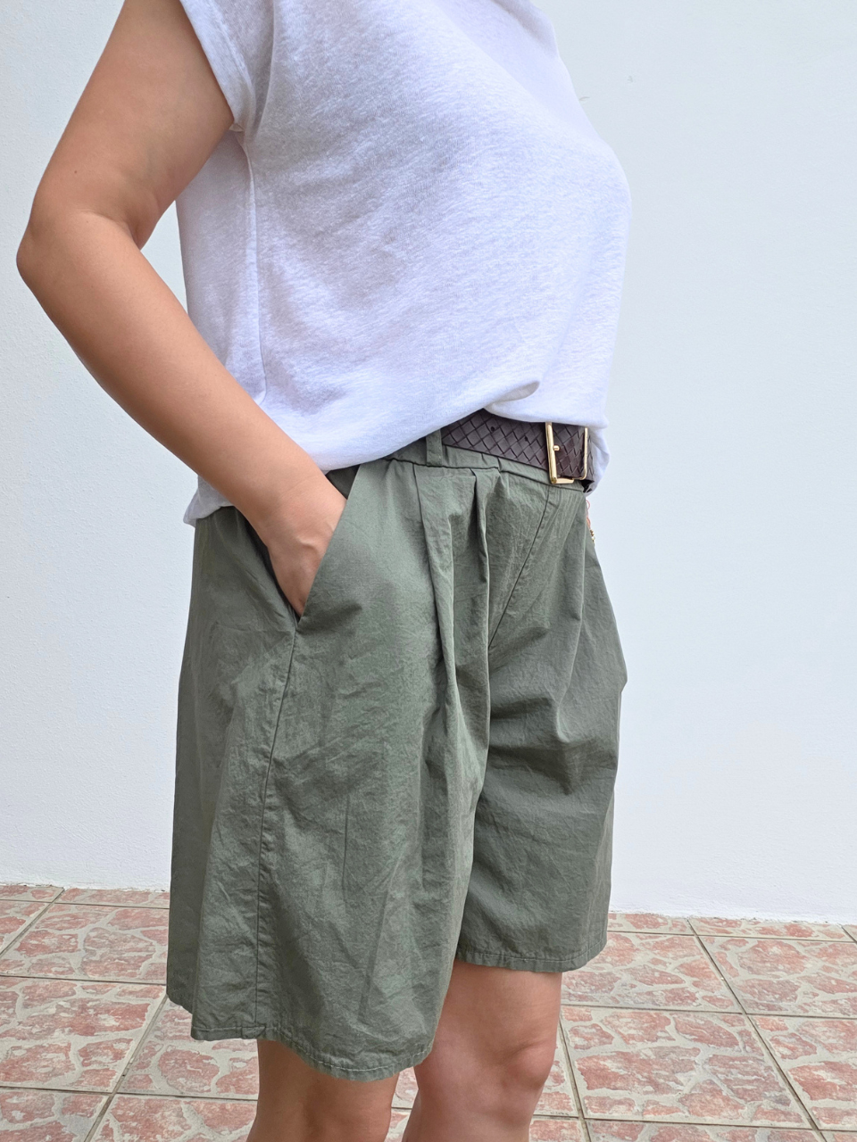 Short en coton avec ceinture – Taille unique 36 à 42