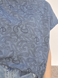 Sweat manches courtes gris femme imprimé bandana - Love By MD