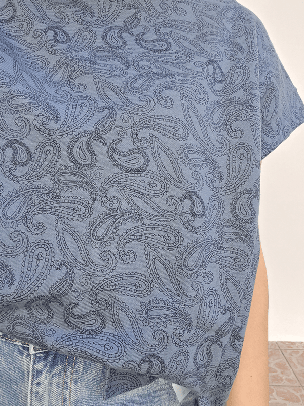 Sweat manches courtes gris femme imprimé bandana - Love By MD