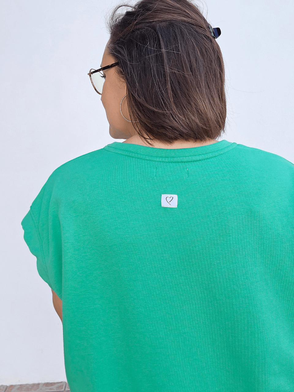 Sweat manches courtes vert femme - Love By MD