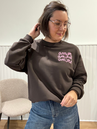 Sweat femme marrone Amour Amor Amore