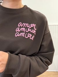 Sweat femme marrone Amour Amor Amore