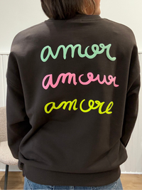 Sweat femme marrone Amour Amor Amore