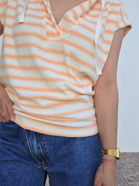 Sweat éponge rayé orange femme à capuche Love By MD