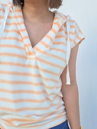 Sweat éponge rayé orange femme à capuche Love By MD