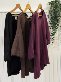 Sweat manches 3/4 femme oversize en coton – Taille unique