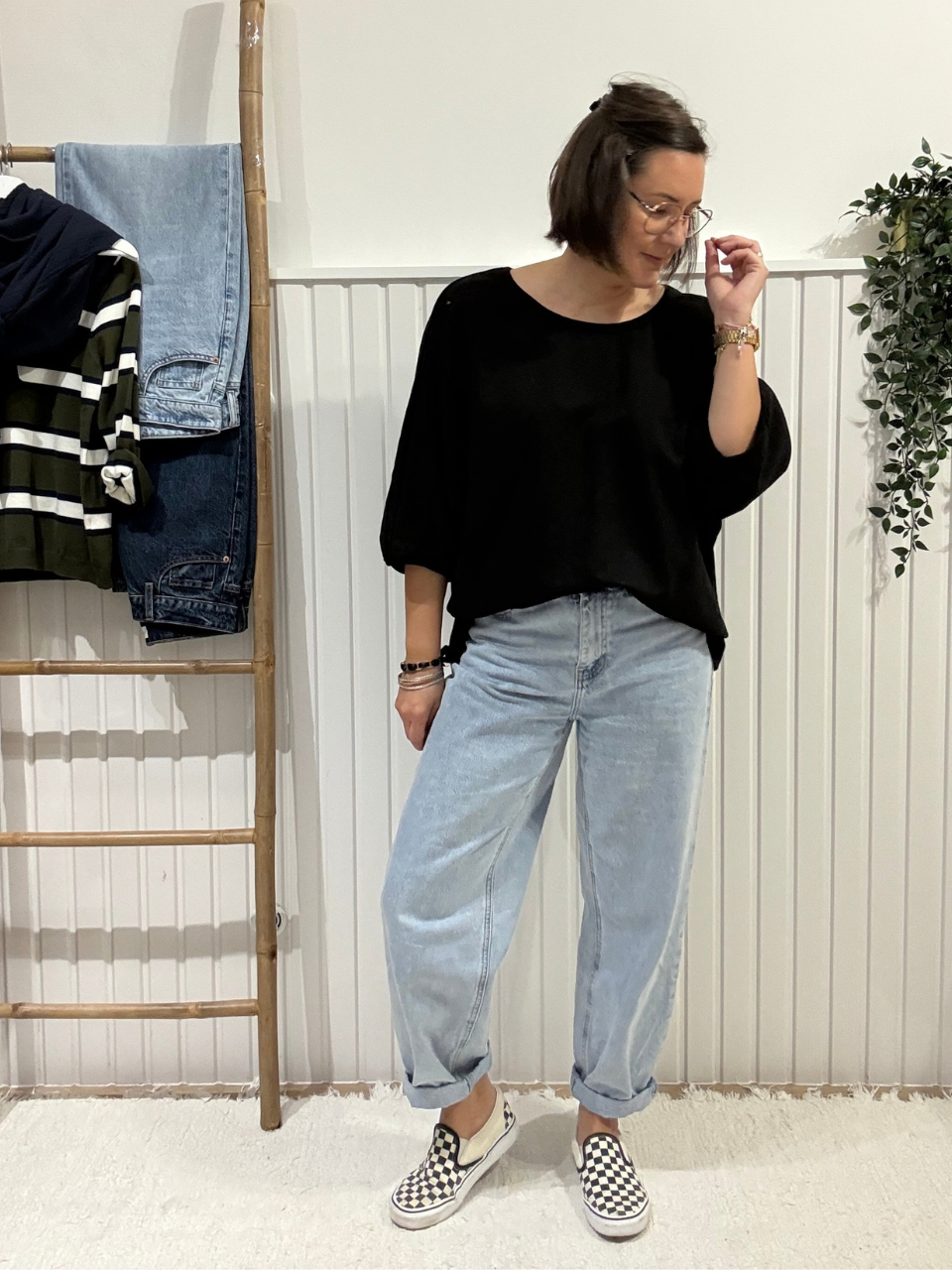 Sweat manches 3/4 femme oversize en coton – Taille unique