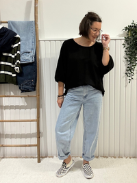 Sweat manches 3/4 femme oversize en coton – Taille unique