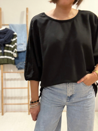 Sweat manches 3/4 femme oversize en coton – Taille unique