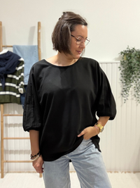 Sweat manches 3/4 femme oversize en coton – Taille unique