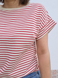Tee-shirt rayé col strié
