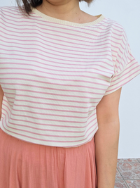 Tee-shirt rayé col strié