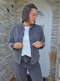 veste grise en jean femme