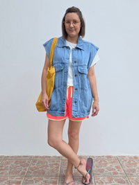 Veste en jean sans manches oversize femme – Taille unique 36 à 42