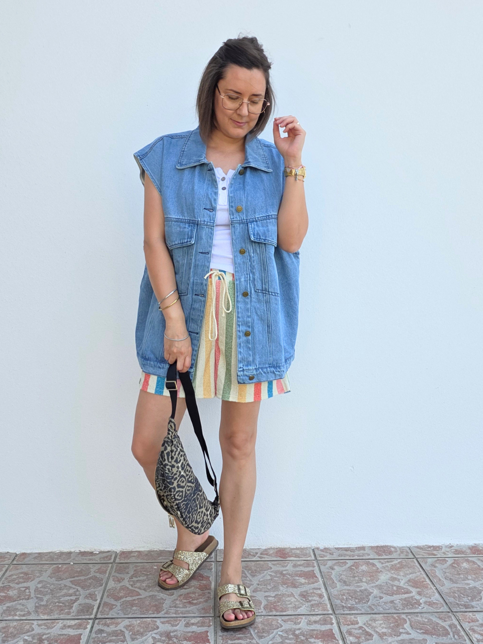 Veste en jean sans manches oversize femme – Taille unique 36 à 42
