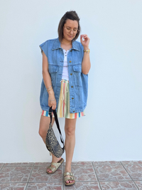 Veste en jean sans manches oversize femme – Taille unique 36 à 42