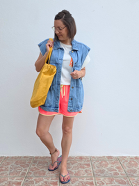 Veste en jean sans manches oversize femme – Taille unique 36 à 42