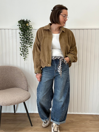 Bomber en velours côtelé taupe doublé