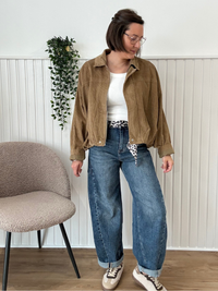 Bomber en velours côtelé taupe doublé