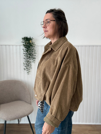 Bomber en velours côtelé taupe doublé