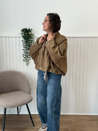 Bomber en velours côtelé taupe doublé